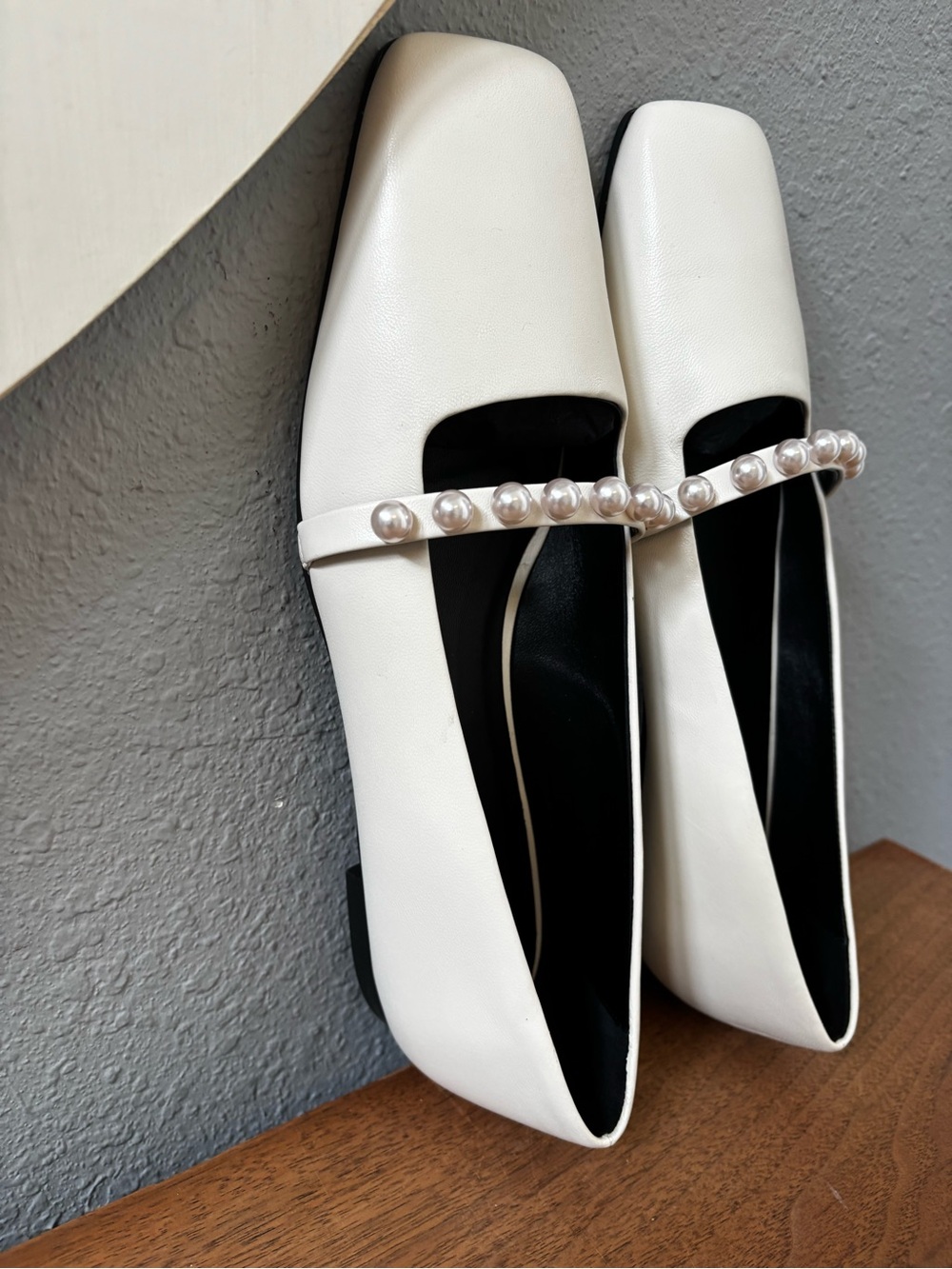 ME+EM faux pearl square toe ballerina flats in off white (40) 10 - Picture 4 of 8